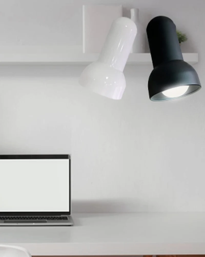 Milpoel Klemmleuchte, Verstellbare Schreibtischlampe mit E27-Fassung, Klemmlampe für Lesen im Bett, Arbeiten und Lernen, Schlankes und Leichtes Design (Weiß)