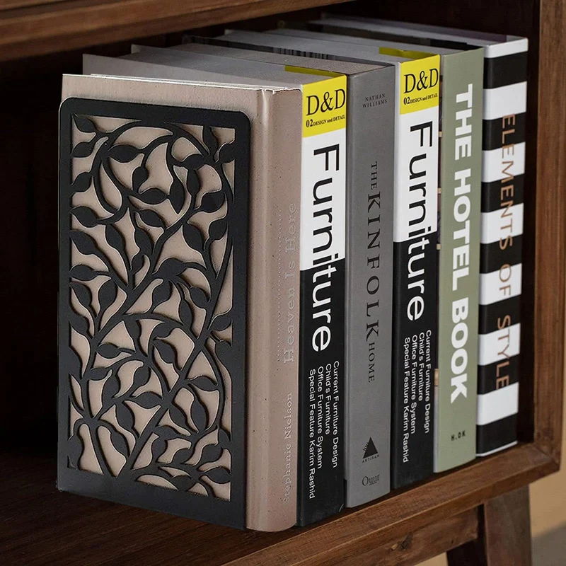 Metall Buchstützen, Schwarz Buchhalter Regal-Bookend Holder mit rutschfeste Bücherstopper für Schule Zuhause Büro (1 Paar)