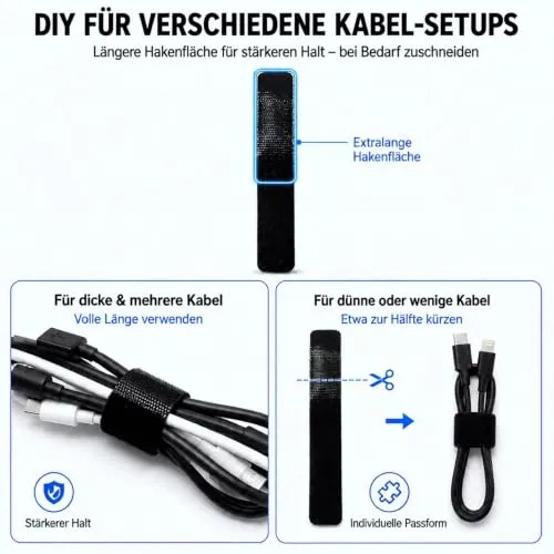 Abnii 30 Paar Kabelmanagement unter dem Schreibtisch, Schwarz