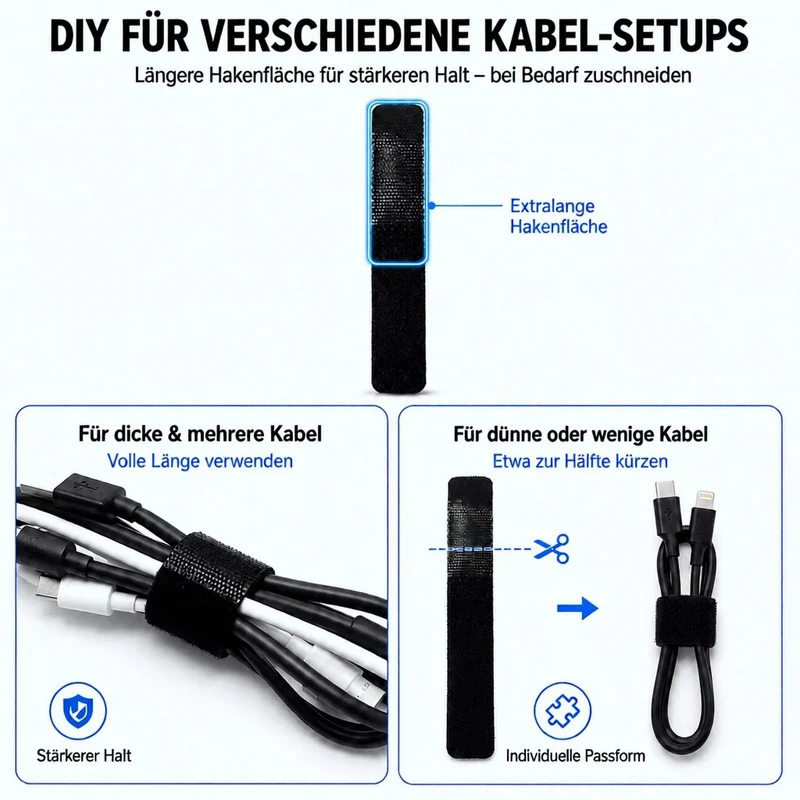 Abnii 30 Paar Kabelmanagement unter dem Schreibtisch, Schwarz