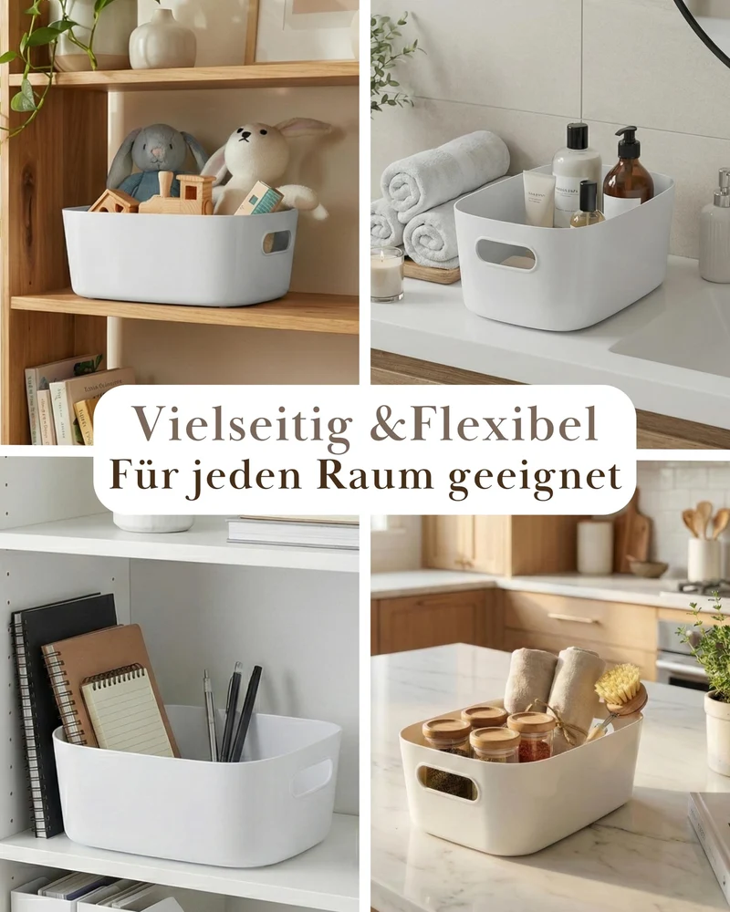 VMbathrooms Aufbewahrungsboxen mittelgroß 10er-Set Weiß Größe M BPA-frei