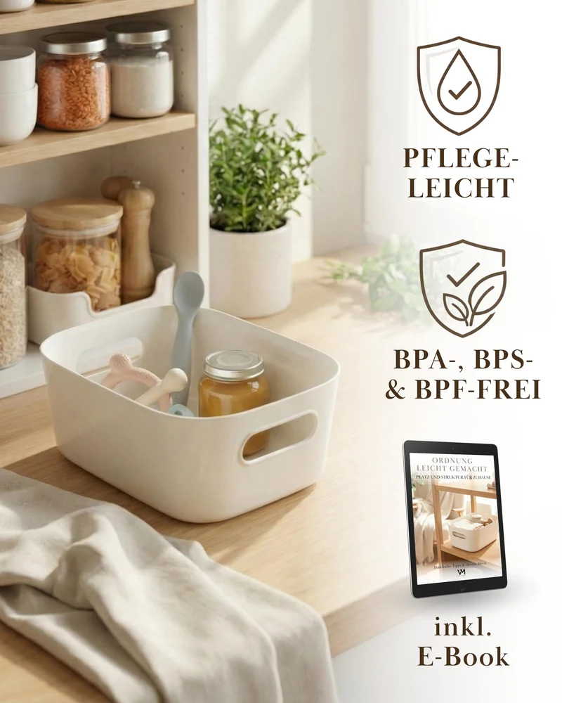 VMbathrooms Aufbewahrungsboxen mittelgroß 10er-Set Weiß Größe M BPA-frei