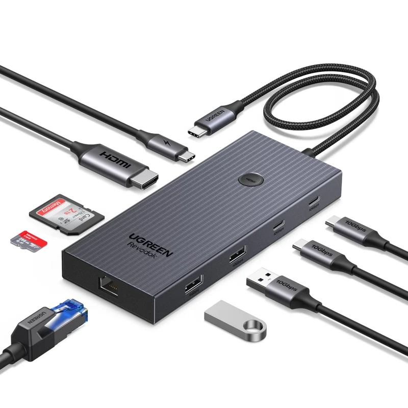 UGREEN 10Gbps USB C Hub, USB C Adapter mit 4K HDMI, Gigabit Ethernet