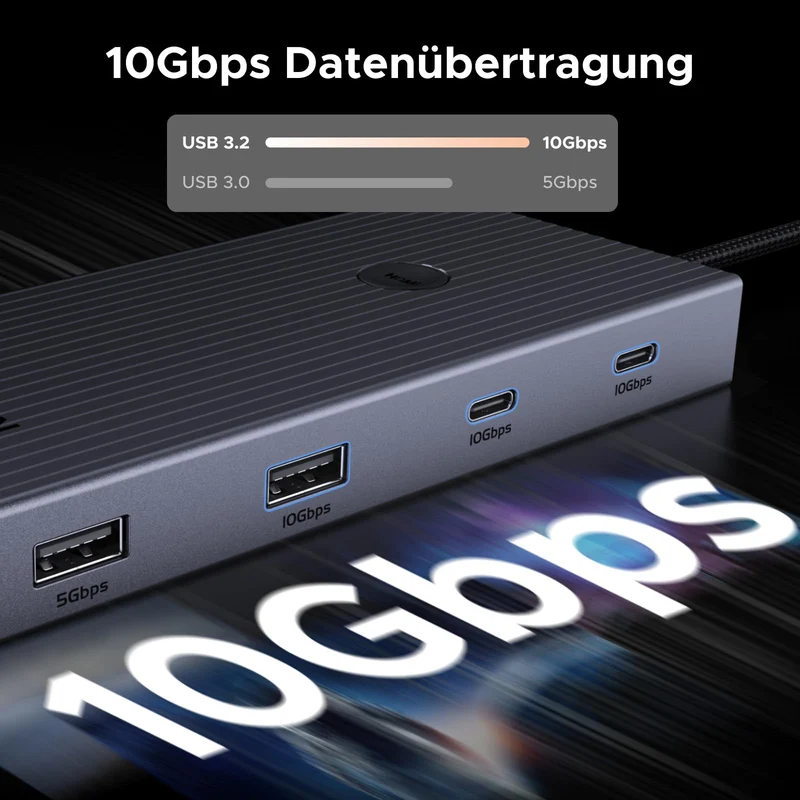 UGREEN 10Gbps USB C Hub, USB C Adapter mit 4K HDMI, Gigabit Ethernet