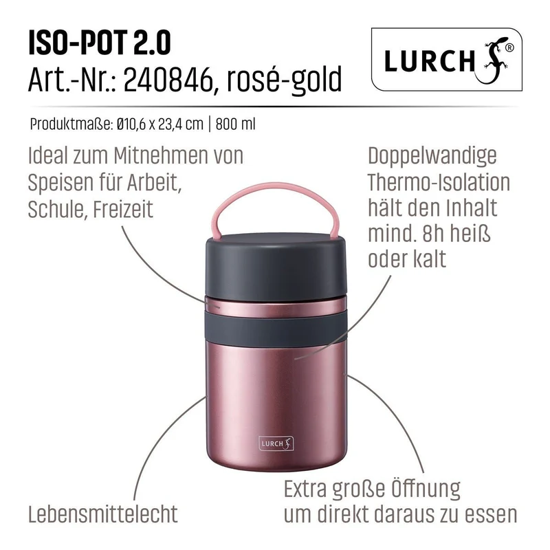 Lurch Iso-Pot 2.0 aus doppelwandigem Edelstahl für heiße und kalte Speisen 800ml