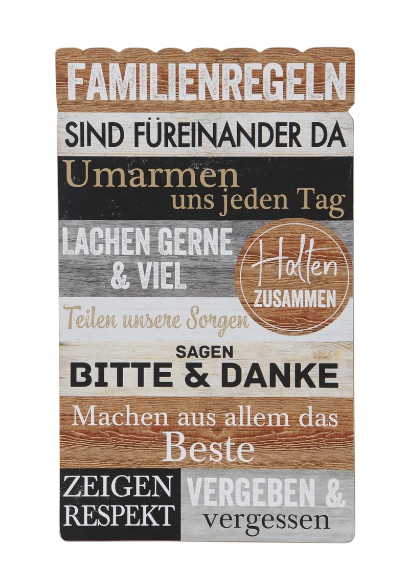 Schild "Familienregeln"