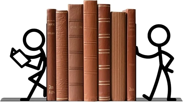 1 Paar Buchstützen für Regale, schwarze Metall-Buchstützen, niedliche Personen-Buchhalter-Unterstützungen, skurrile schwere Bücher-Organisator-Stopper für Zuhause, Büro