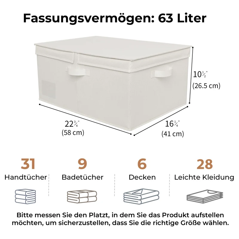 GRANNY SAYS Aufbewahrungsbox mit Deckel, Stoffkorb Aufbewahrung mit Deckel, Faltbare Aufbewahrungsbox Stoff, Aufbewahrungskörbe mit Deckel für Kleidung Spielzeug - Extra Groß, Perlweiß, 1 Stück