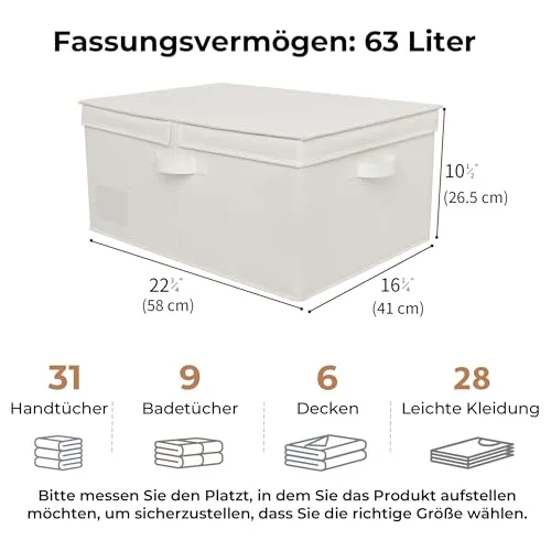 GRANNY SAYS Aufbewahrungsbox mit Deckel, Stoffkorb Aufbewahrung mit Deckel, Faltbare Aufbewahrungsbox Stoff, Aufbewahrungskörbe mit Deckel für Kleidung Spielzeug - Extra Groß, Perlweiß, 1 Stück
