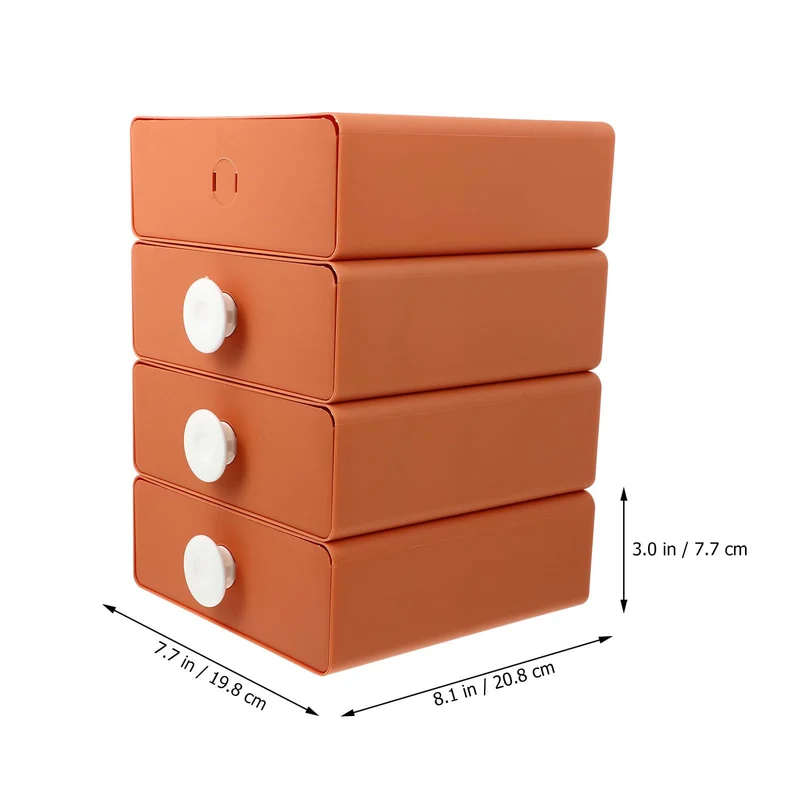 Fenical 4 Stück Schubladen Organizerbox aus Pp, Orange, Modern für Haushalt