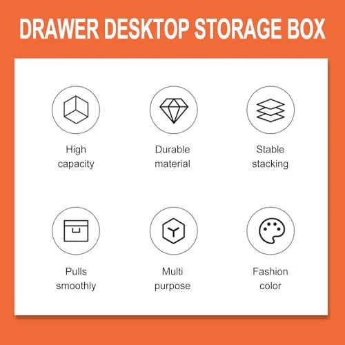 Fenical 4 Stück Schubladen Organizerbox aus Pp, Orange, Modern für Haushalt