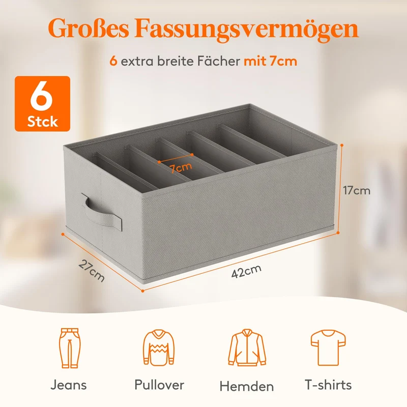 Lifewit 6 Pack Schubladen Organizer Kleidung, Faltbar Schrank Organizer