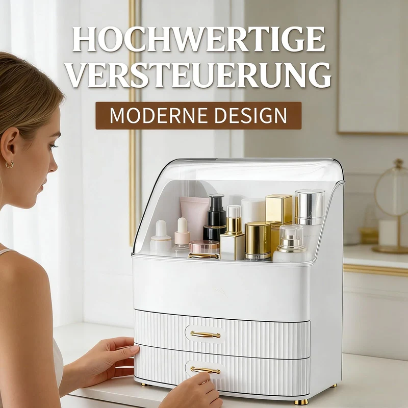 Make Up Organizer, Transparente Aufbewahrungsbox Mit Deckel, 3 Schubladen Bad Organizer, Platz Sparen, Badezimmer, Kommode, BüRo (Weiß)