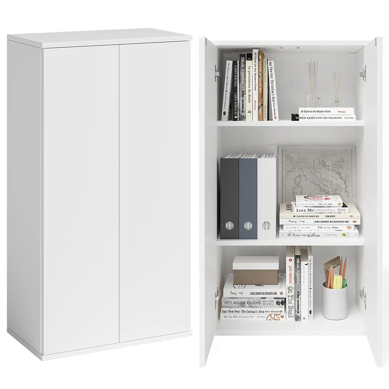 Bellamio Ais Mehrzweckschrank 60 cm breit, 3 Fächer, Weiß, mit Push-to-Open