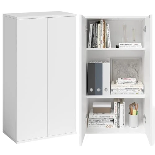 Bellamio Ais Mehrzweckschrank 60 cm breit, 3 Fächer, Weiß, mit Push-to-Open