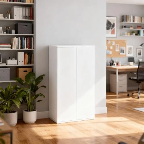 Bellamio Ais Mehrzweckschrank 60 cm breit, 3 Fächer, Weiß, mit Push-to-Open