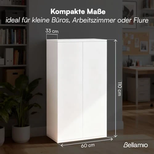 Bellamio Ais Mehrzweckschrank 60 cm breit, 3 Fächer, Weiß, mit Push-to-Open