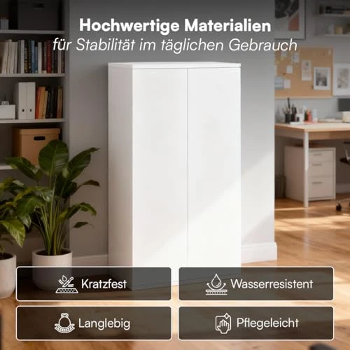 Bellamio Ais Mehrzweckschrank 60 cm breit, 3 Fächer, Weiß, mit Push-to-Open