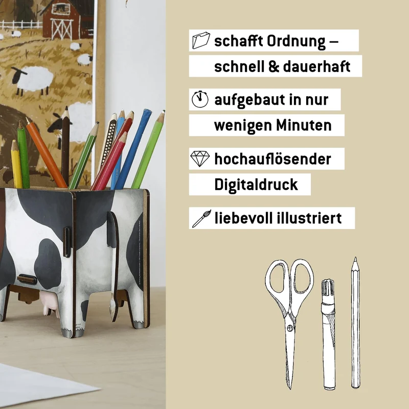 Werkhaus Vierbeiner Stiftebox Kuh