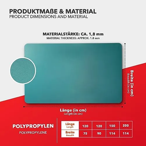 Floordirekt Bodenschutzmatte für Hartböden - farbige Bürostuhlunterlage Bodenmatte Stuhlunterlage aus Polypropylen - Stärke: 1,9 mm (Türkis, 114 x 150 cm)