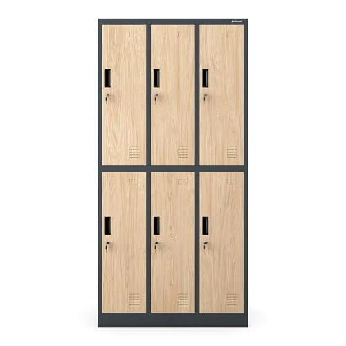 Jan Nowak Umkleideschrank Metall, Spindschrank mit 6 Fächern, abschließbar