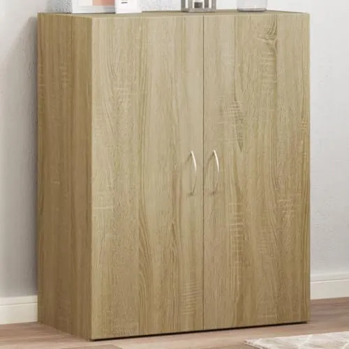 Aktenschrank Sonoma-Eiche 60x32x77,5 cm Holzwerkstoff Büroschrank mit Zwei Türen, Dokumentenschrank für Büro, Arbeitszimmer und Homeoffice, Stauraum für Ordner und Unterlagen