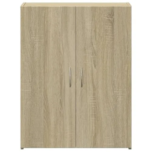 Aktenschrank Sonoma-Eiche 60x32x77,5 cm Holzwerkstoff Büroschrank mit Zwei Türen, Dokumentenschrank für Büro, Arbeitszimmer und Homeoffice, Stauraum für Ordner und Unterlagen