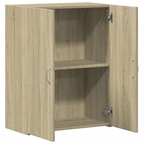Aktenschrank Sonoma-Eiche 60x32x77,5 cm Holzwerkstoff Büroschrank mit Zwei Türen, Dokumentenschrank für Büro, Arbeitszimmer und Homeoffice, Stauraum für Ordner und Unterlagen