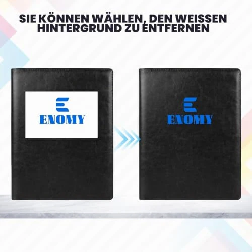 ENOMY Konferenzmappe A4 Personalisiert Schreibmappe Leder Arbeitsmappe mit Logo/Text/Foto Professional Geschäft Aktenmappe Dokumentenmappe für Lebensläufe Interviews Büro Schwarz