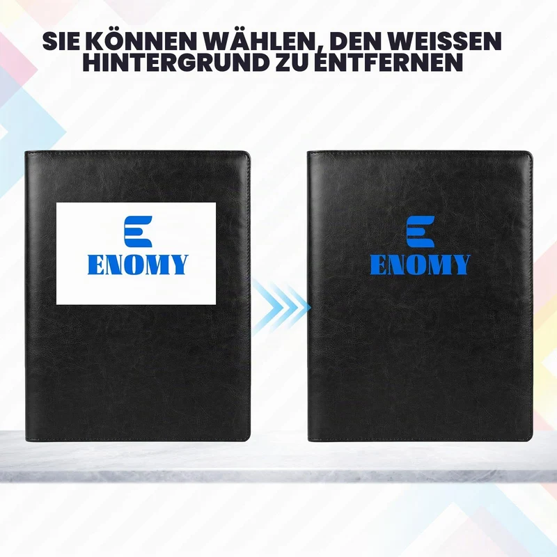 ENOMY Konferenzmappe A4 Personalisiert Schreibmappe Leder Arbeitsmappe mit Logo/Text/Foto Professional Geschäft Aktenmappe Dokumentenmappe für Lebensläufe Interviews Büro Schwarz