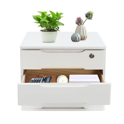 3 Schicht Desktop Storage Box, Desktop Storage Box mit abschließbarer Schublade, Bürobedarf Schublade Veranstalter für Büro Studie Dresser File Organizer, Flachablage Schrank - Weiß