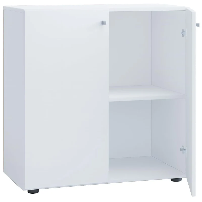 VCM Büroschrank Weiß 70x40x74 cm 2 Türen 2 Fächer Aktenschrank Standschrank