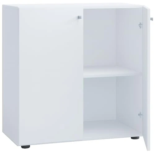 VCM Büroschrank Weiß 70x40x74 cm 2 Türen 2 Fächer Aktenschrank Standschrank