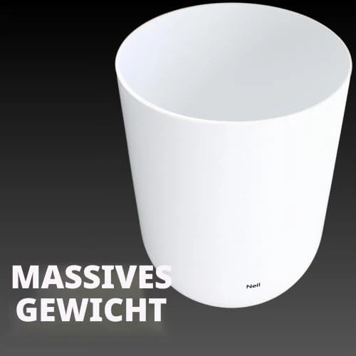 Nell Papierkorb 10L | Weiß | Moderner Mülleimer ohne Deckel | Minimalistisches & elegantes Design | ideal fürs Büro, Badezimmer & Wohnzimmer