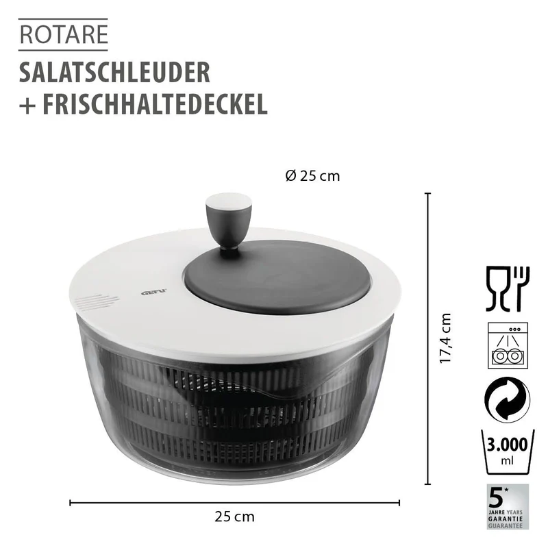 Gefu, Salatschleuder Rotare + Frischhaltedeckel