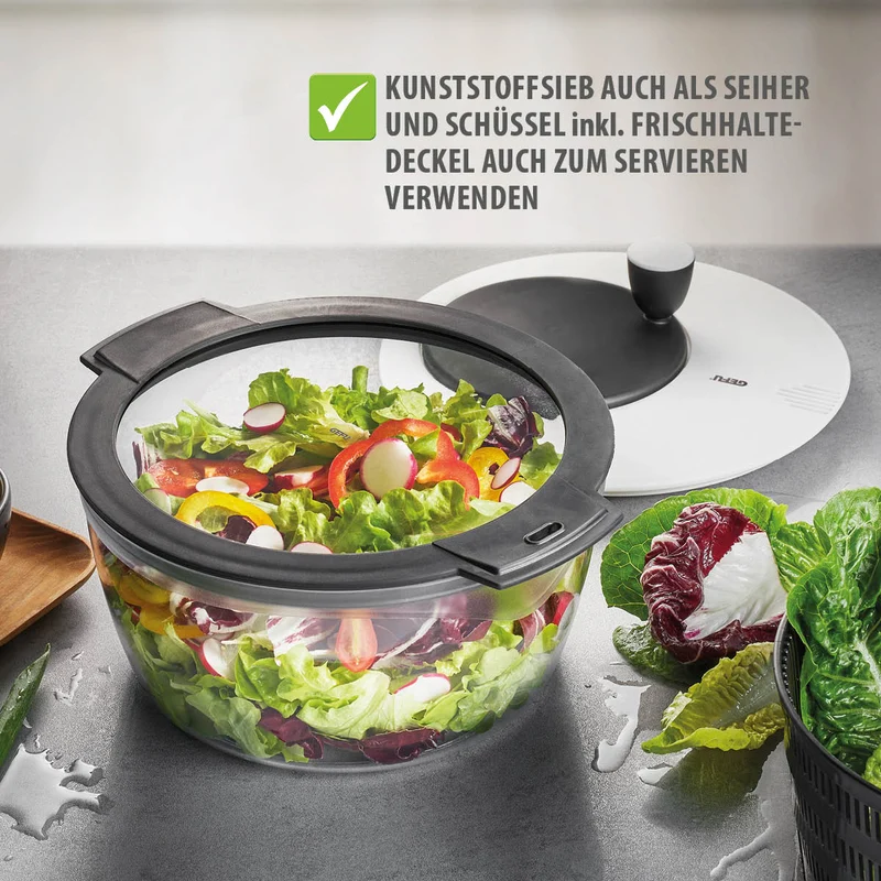 Gefu, Salatschleuder Rotare + Frischhaltedeckel