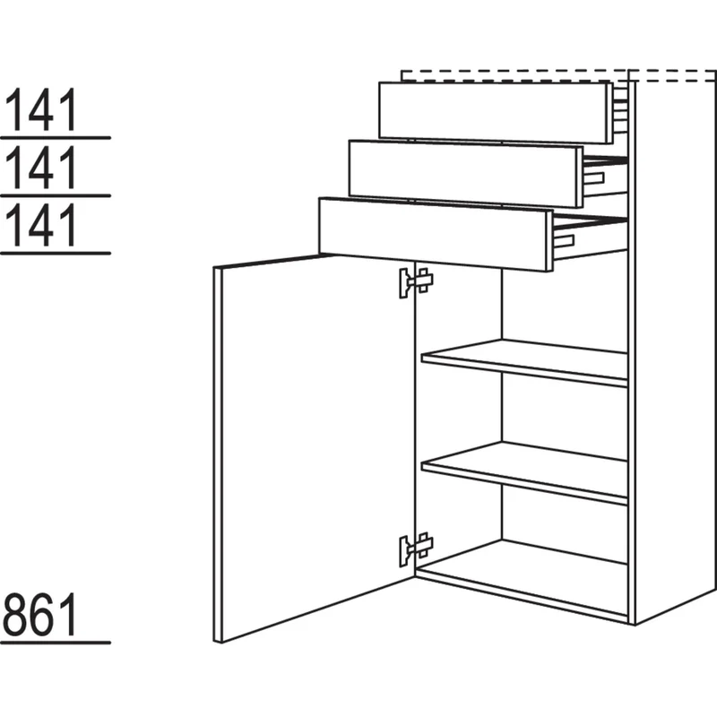 nobilia Midischrank BM3S45-130 45 cm