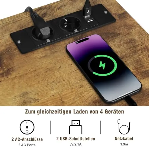 WOLTU Aktenschrank mit Ladestation, Rollcontainer mit Schubladen
