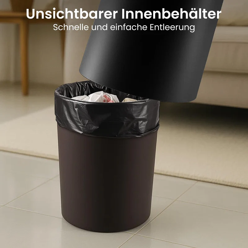 Mülleimer Büro 12 L Papierkorb mit Schwingdeckel Tischmülleimer Kosmetikeimer Schwarz Kosmetikeimer für Bad Gäste WC Praktischer mit Unsichtbarem Müllbeutel Vielseitig für Badezimmer Küche