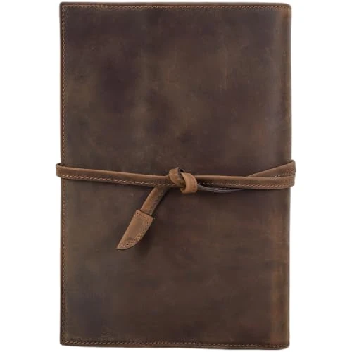 Leder-Notizbuchhülle A5, 9,06 x 6,46 Zoll, Echtleder-Journalhülle für Männer und Frauen, Retro-Nachfüllhülle mit Multi-Taschen-Organizer für Business, Büro, Reisen, kaffeebraun