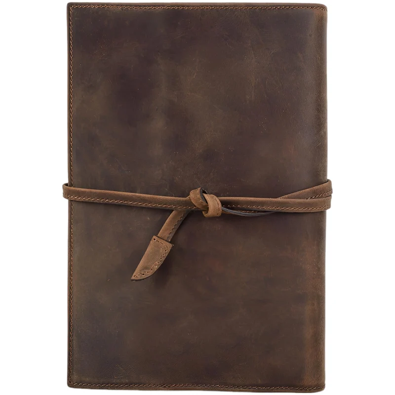 Leder-Notizbuchhülle A5, 9,06 x 6,46 Zoll, Echtleder-Journalhülle für Männer und Frauen, Retro-Nachfüllhülle mit Multi-Taschen-Organizer für Business, Büro, Reisen, kaffeebraun