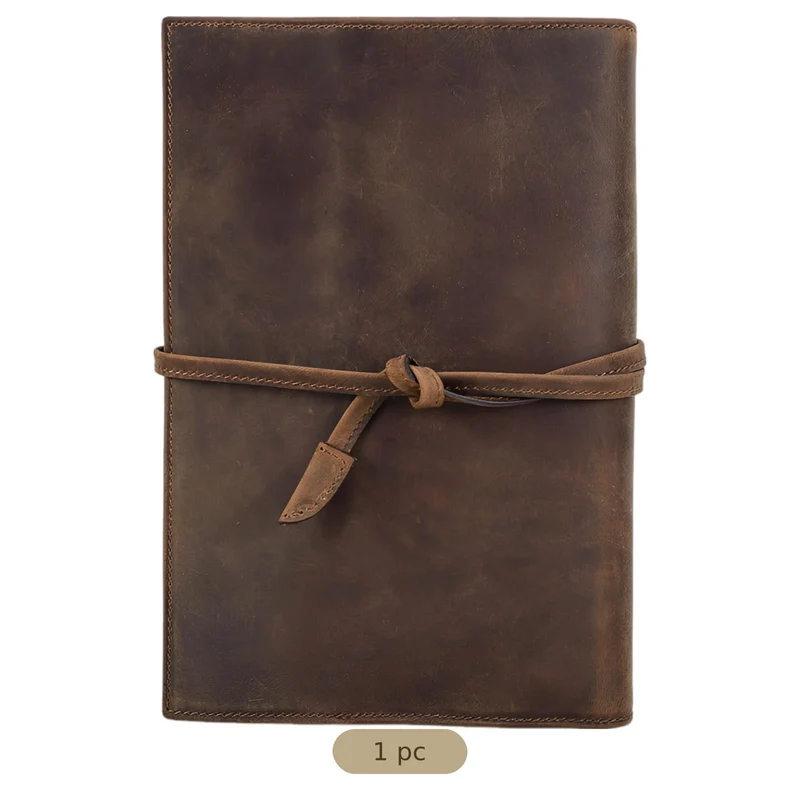 Leder-Notizbuchhülle A5, 9,06 x 6,46 Zoll, Echtleder-Journalhülle für Männer und Frauen, Retro-Nachfüllhülle mit Multi-Taschen-Organizer für Business, Büro, Reisen, kaffeebraun