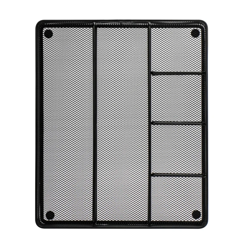 Annova Schreibtisch Schublade Organizer，Aufbewahrung Tray - Metallgeflecht mit Unterteilungen für Stifte, Schreibtischzubehör, Bad, Küche, Make-up und Bürobedarf (groß, Schwarz)