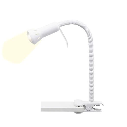 BRILLIANT Flex Klemmleuchte weiß – flexible LED Schreibtischlampe mit verstellbarem Flexarm & Schnurzwischenschalter – E14 Fassung, Weiss/Opulenter Garten