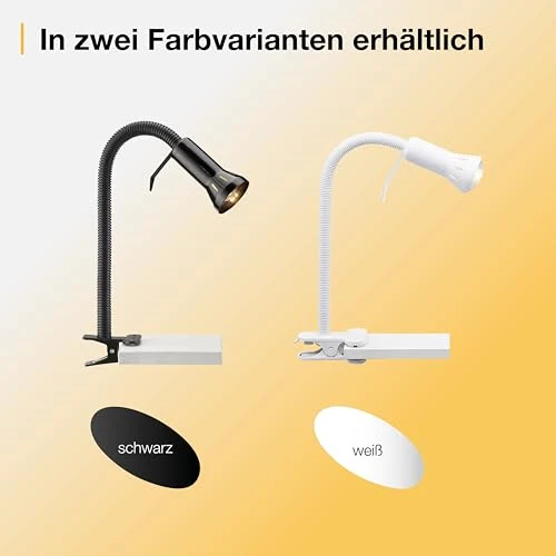 BRILLIANT Flex Klemmleuchte weiß – flexible LED Schreibtischlampe mit verstellbarem Flexarm & Schnurzwischenschalter – E14 Fassung, Weiss/Opulenter Garten