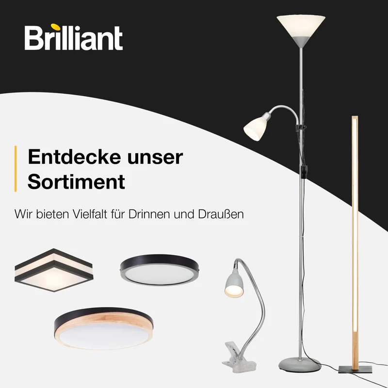 BRILLIANT Flex Klemmleuchte weiß – flexible LED Schreibtischlampe mit verstellbarem Flexarm & Schnurzwischenschalter – E14 Fassung, Weiss/Opulenter Garten