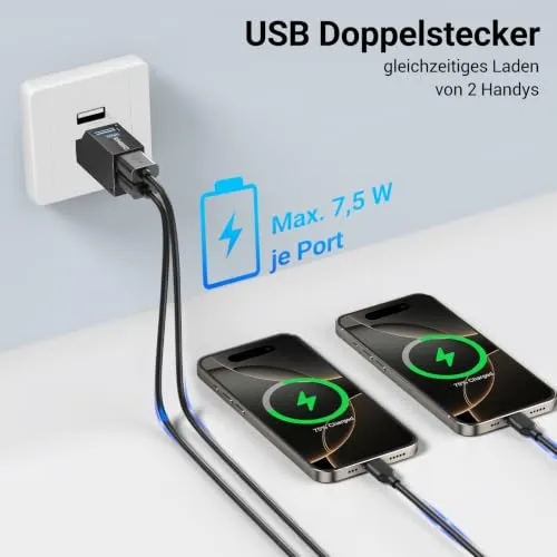 KiWiBiRD Mini USB Hub 3.0 USB Doppelstecker USB Splitter 1 zu 3 Verteiler