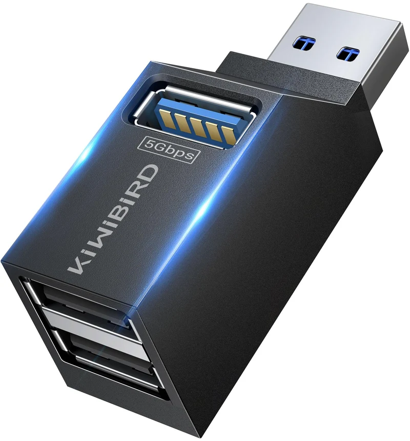 KiWiBiRD Mini USB Hub 3.0 USB Doppelstecker USB Splitter 1 zu 3 Verteiler