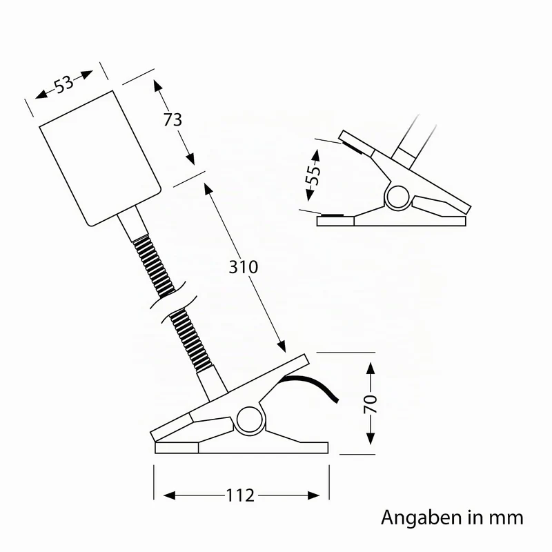 ledscom.de Klemmleuchte WAIKA mit Schwanenhals und Schalter schwarz matt, inkl. GU10 LED Lampe (warmweiß, 4,914W, 450lm, 100°)