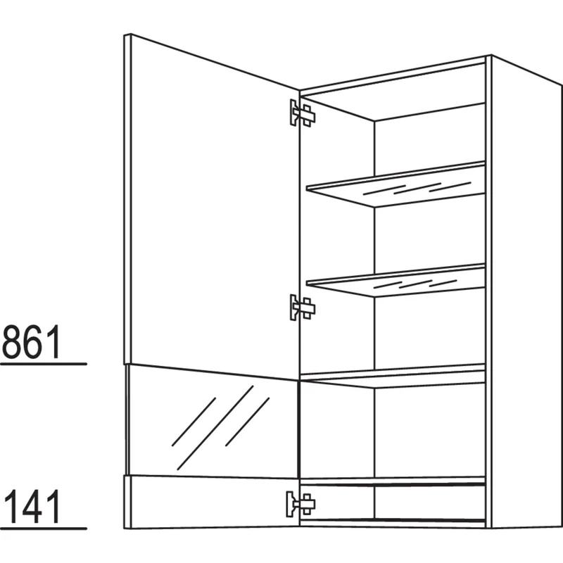 nobilia Glas-Wandschrank Boulevard WGB45-130 45 cm